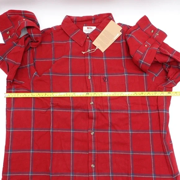 NEW Fjallraven Comfort Ovik Plaid Flannel Shirt 84132-345-560 Red/Navy - Picture 9 of 13